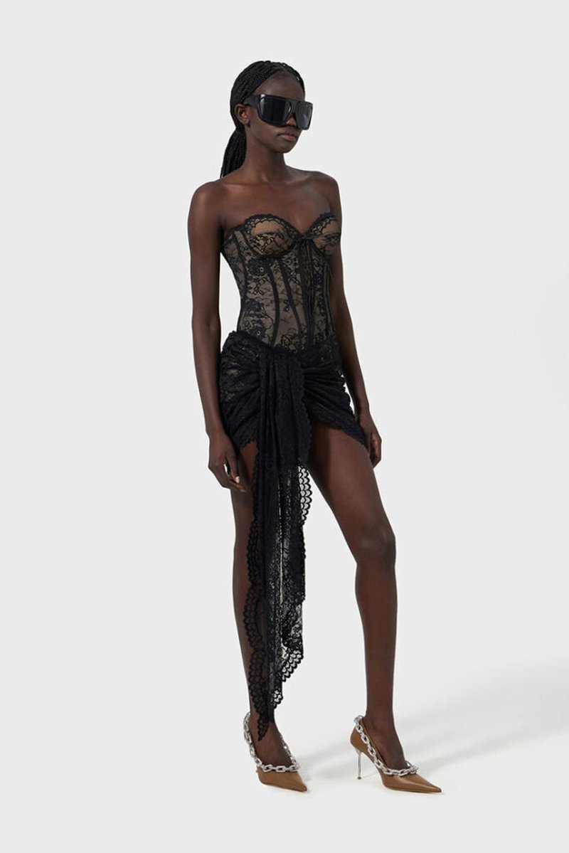 Strapless Lace Corset Mini Dress H7067