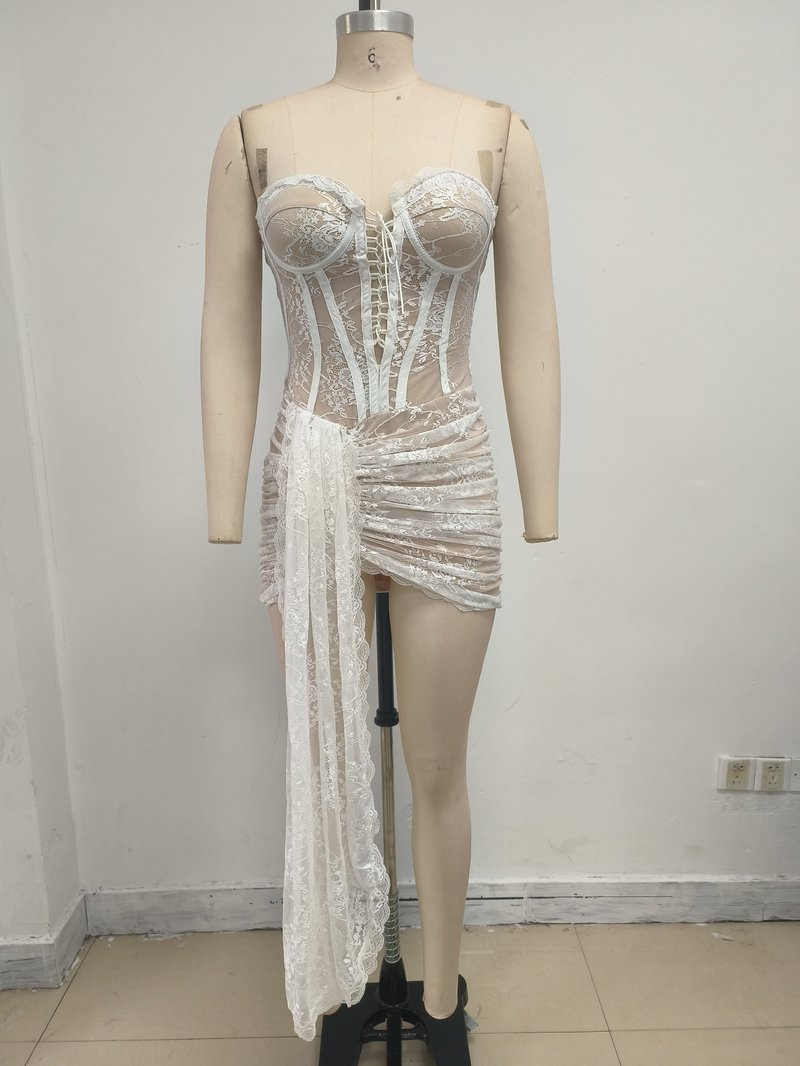 Strapless Lace Corset Mini Dress H7067