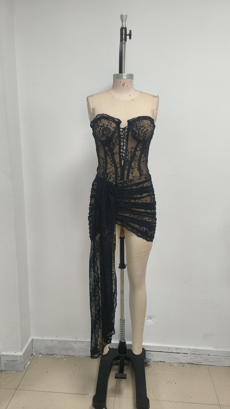 Strapless Lace Corset Mini Dress H7067