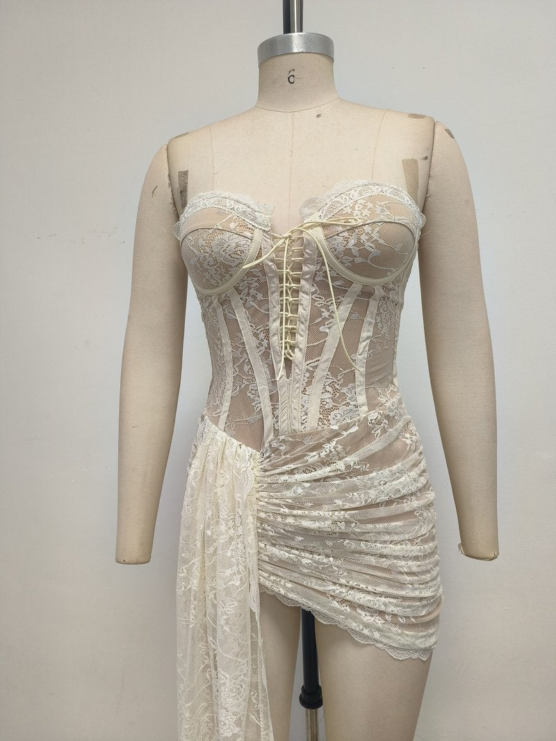 Strapless Lace Corset Mini Dress H7067