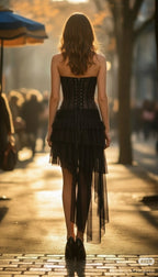 Strapless Lace Corset Tiered Dress H7079
