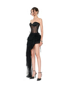 Strapless Lace Corset Tiered Dress H7079