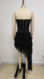 Strapless Lace Corset Tiered Dress H7079