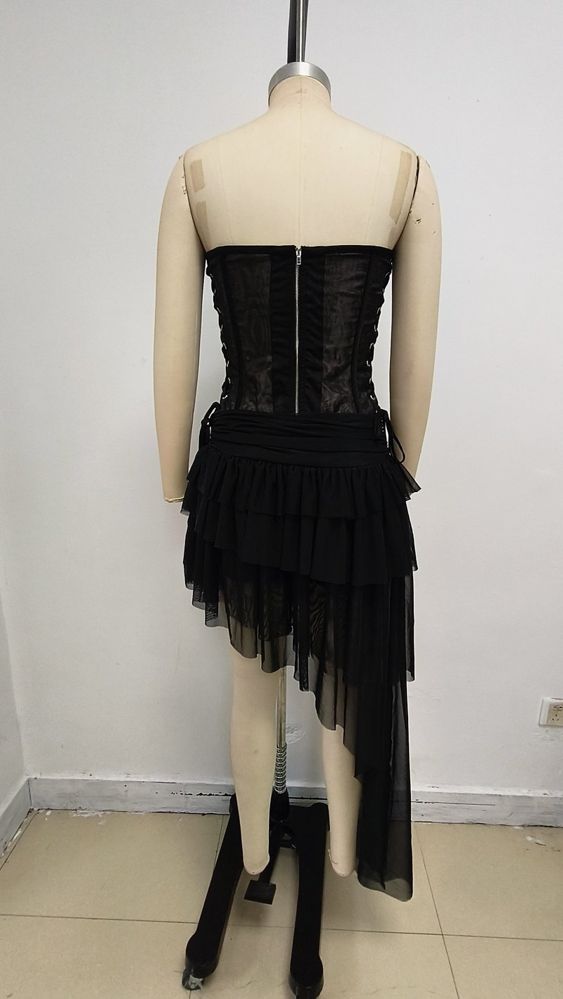 Strapless Lace Corset Tiered Dress H7079