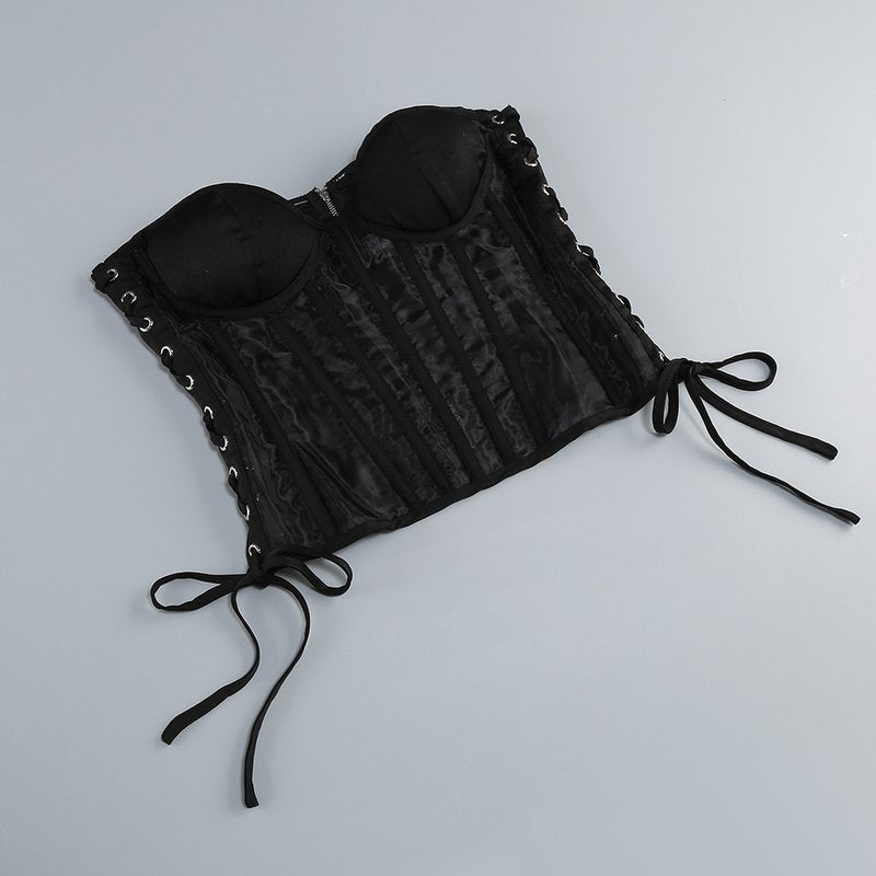 Strapless Lace Corset Tiered Dress H7079