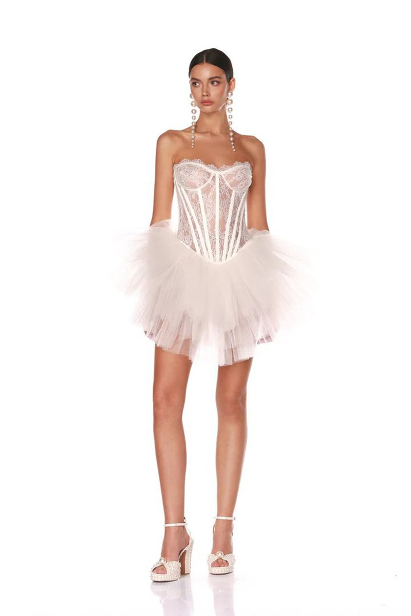 Strapless Lace Corset Tutu Mini Dress H6412