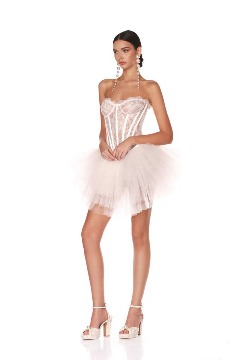 Strapless Lace Corset Tutu Mini Dress H6412