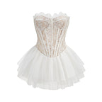 Strapless Lace Corset Tutu Mini Dress H6412