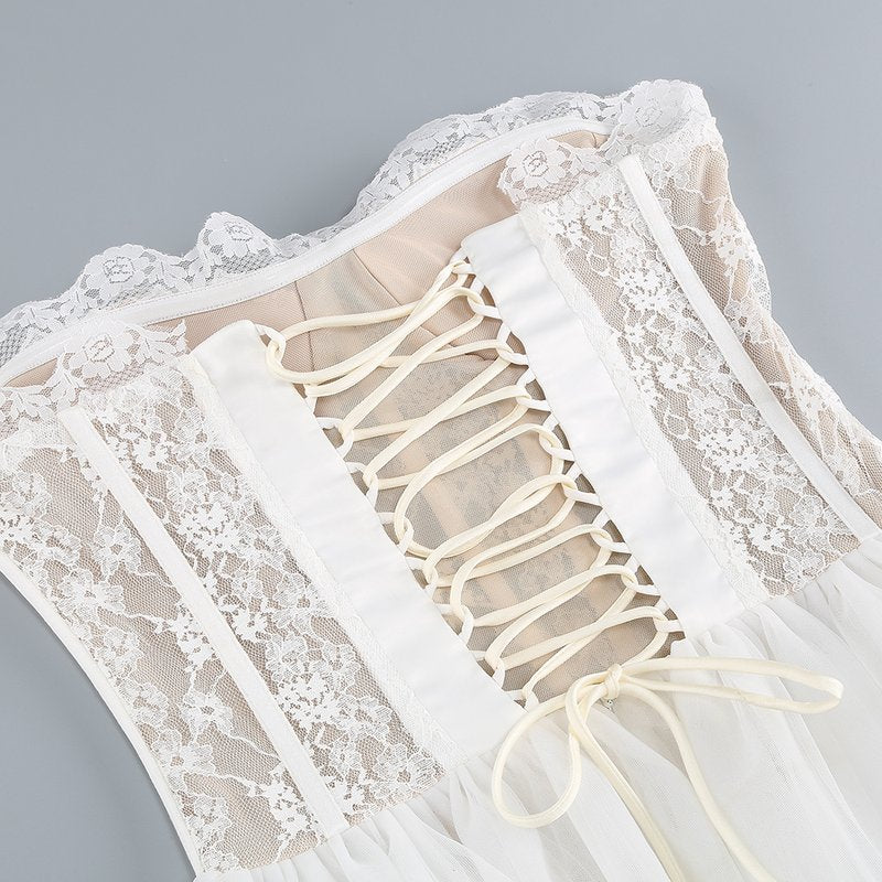 Strapless Lace Corset Tutu Mini Dress H6412