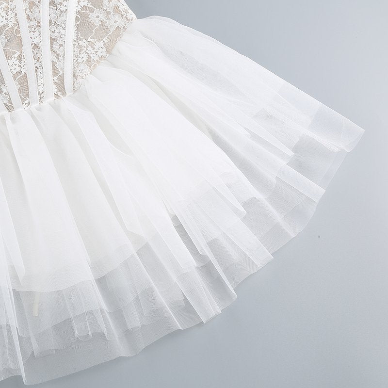 Strapless Lace Corset Tutu Mini Dress H6412