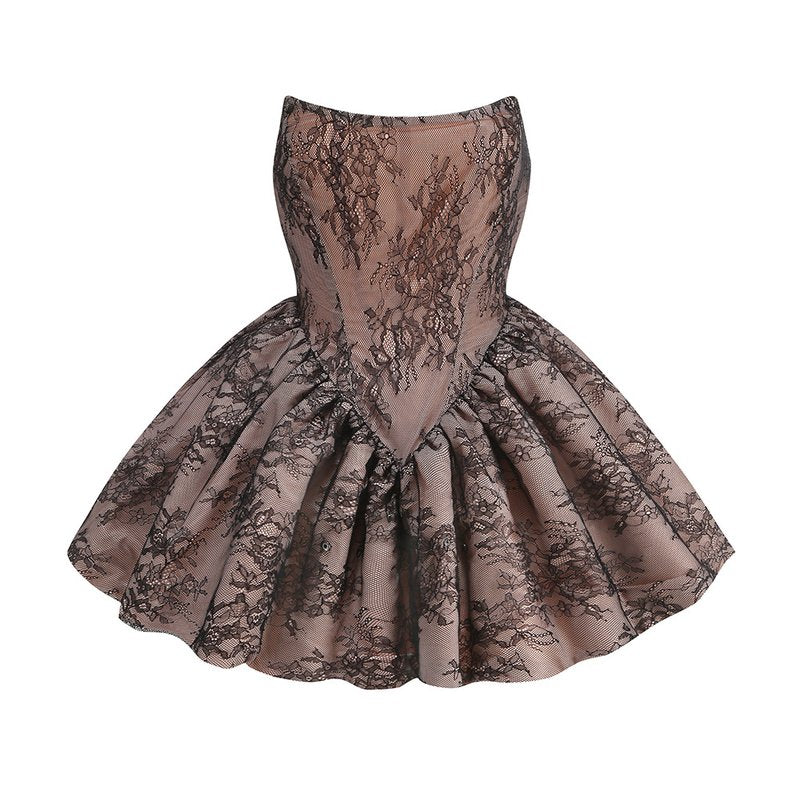 Strapless Lace Flared Mini Dress H6760