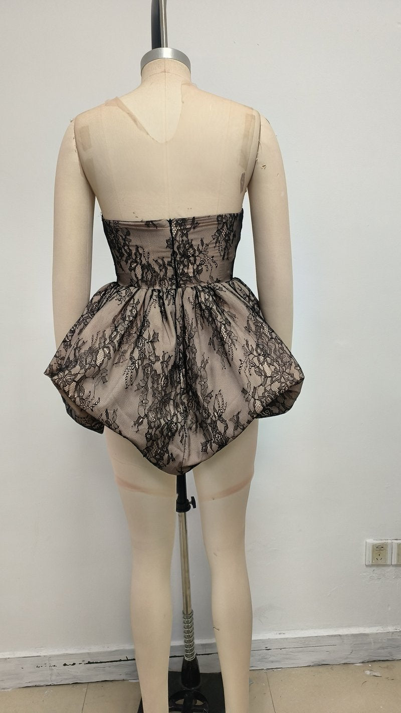 Strapless Lace Flared Mini Dress H6760
