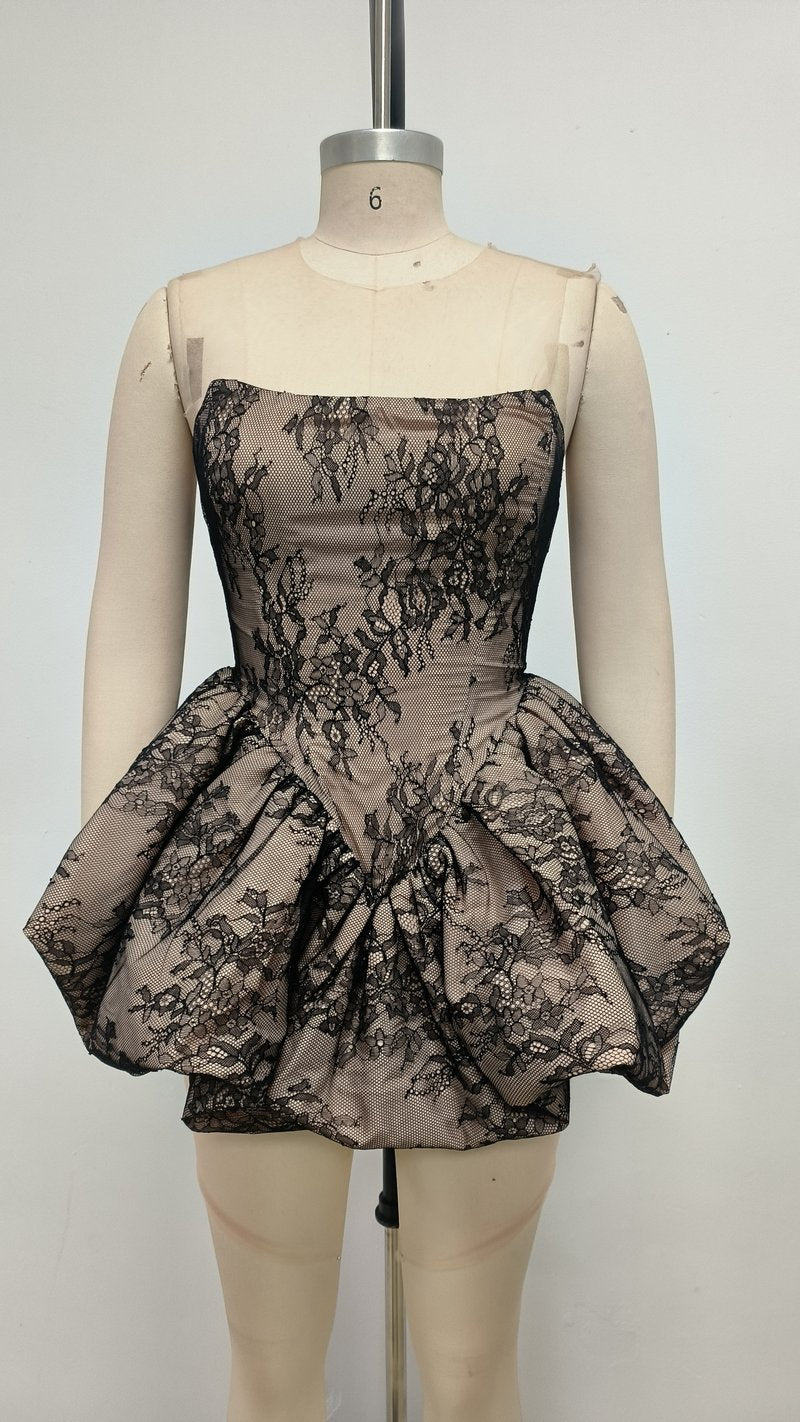 Strapless Lace Flared Mini Dress H6760