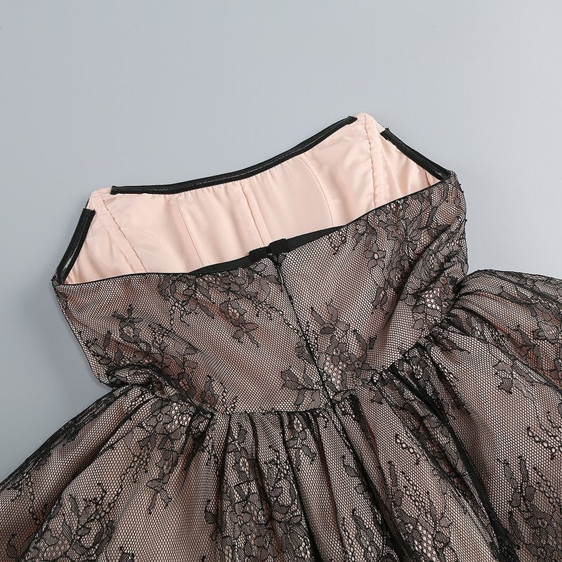 Strapless Lace Flared Mini Dress H6760
