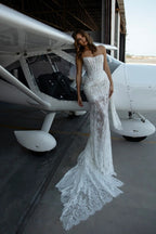 Strapless Lace Mermaid Wedding Gown H7150