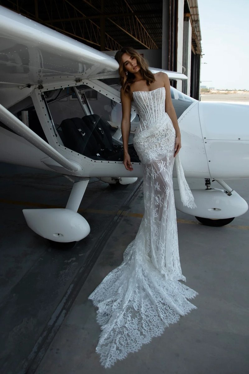 Strapless Lace Mermaid Wedding Gown H7150