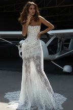Strapless Lace Mermaid Wedding Gown H7150