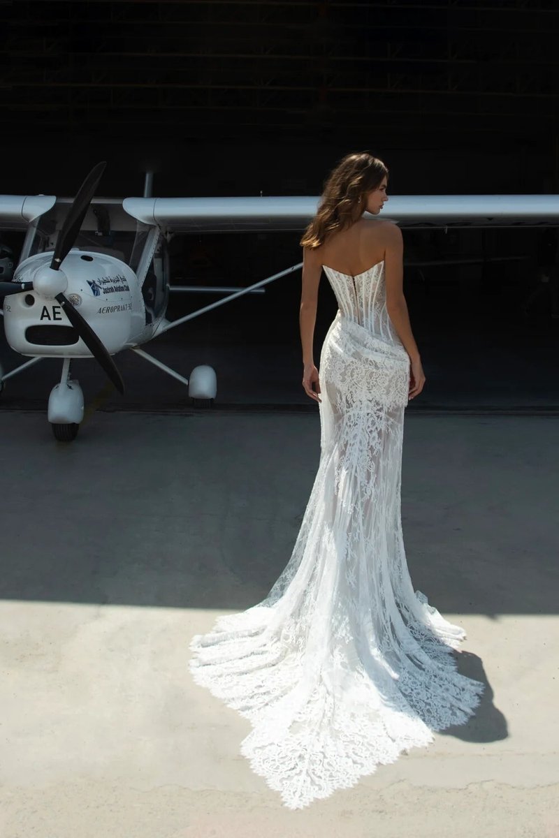 Strapless Lace Mermaid Wedding Gown H7150
