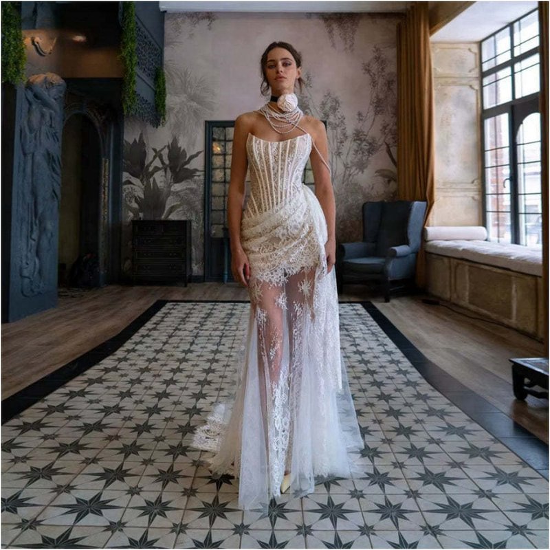 Strapless Lace Mermaid Wedding Gown H7150