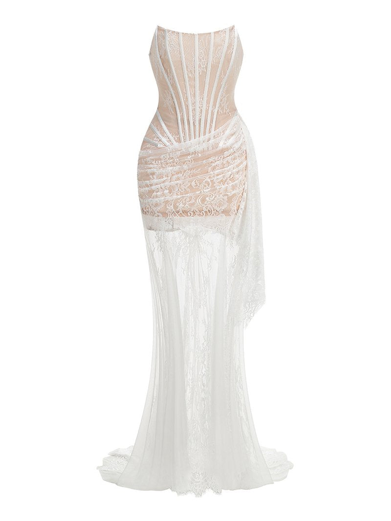 Strapless Lace Mermaid Wedding Gown H7150
