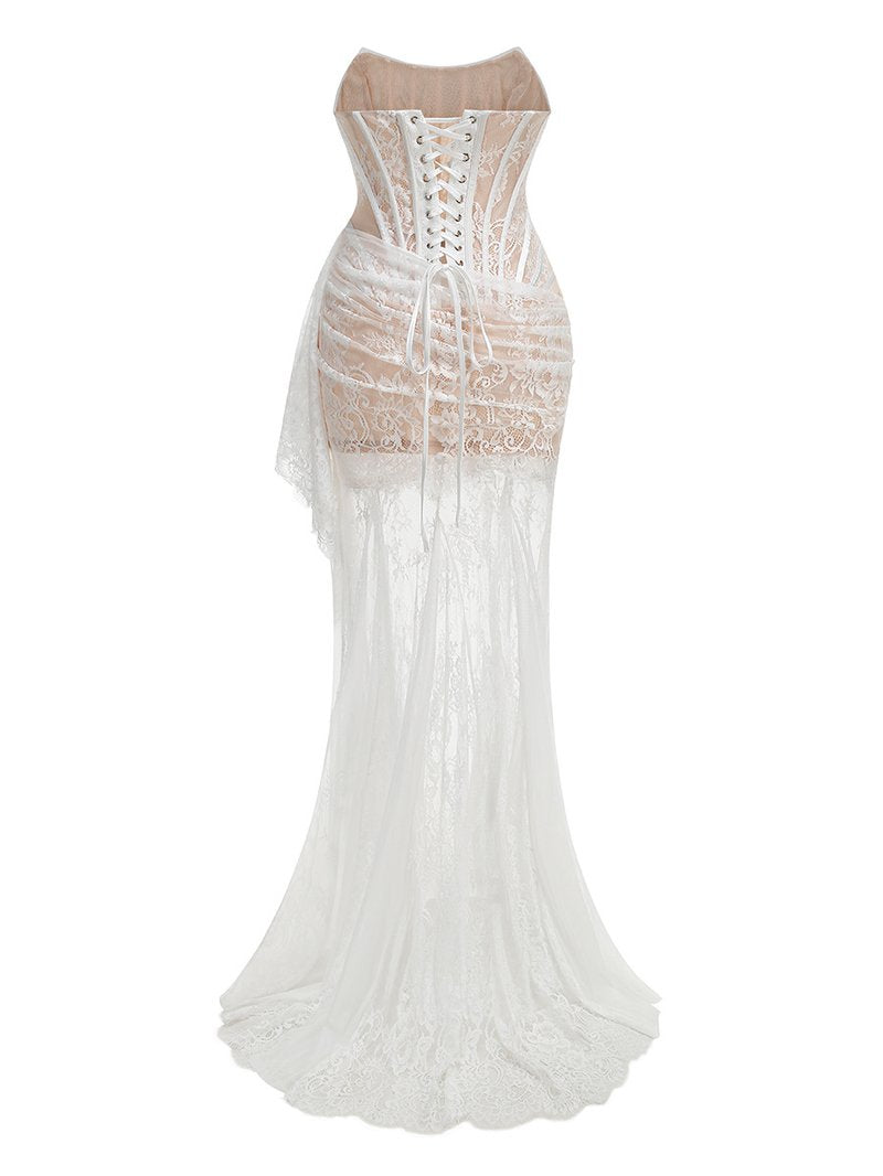 Strapless Lace Mermaid Wedding Gown H7150