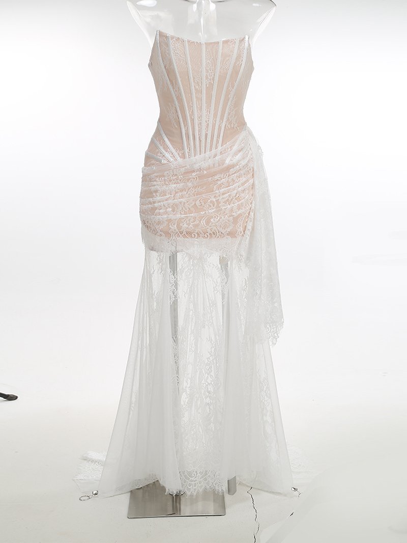 Strapless Lace Mermaid Wedding Gown H7150