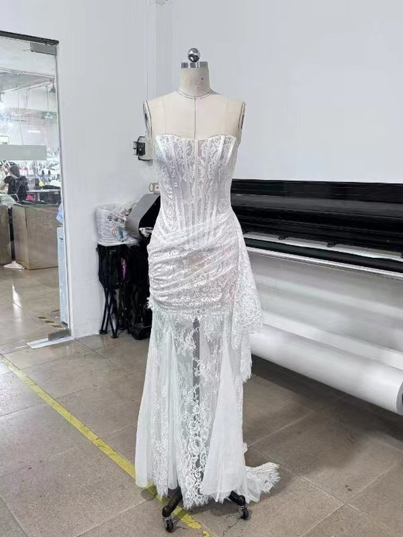 Strapless Lace Mermaid Wedding Gown H7150