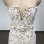 Strapless Lace Midi Dress with Belt H6682