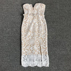 Strapless Lace Midi Dress with Belt H6682