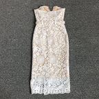 Strapless Lace Midi Dress with Belt H6682