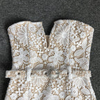Strapless Lace Midi Dress with Belt H6682