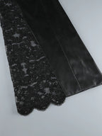 Strapless Lace Panel Leather Maxi Dress H6583
