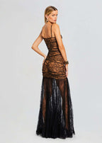 Strapless Lace Sheer Maxi Dress H6509
