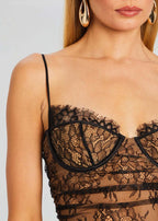 Strapless Lace Sheer Maxi Dress H6509
