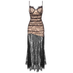 Strapless Lace Sheer Maxi Dress H6509