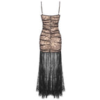 Strapless Lace Sheer Maxi Dress H6509