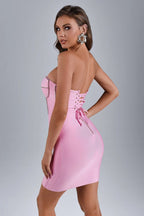 Strapless Lace-Up Corset Mini Dress H4610