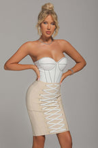 Strapless Lace-Up Corset Mini Dress H4610