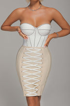 Strapless Lace-Up Corset Mini Dress H4610