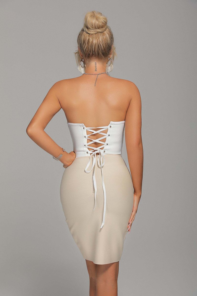 Strapless Lace-Up Corset Mini Dress H4610