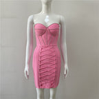 Strapless Lace-Up Corset Mini Dress H4610