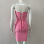 Strapless Lace-Up Corset Mini Dress H4610