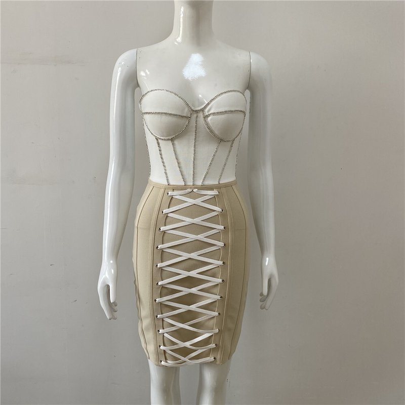 Strapless Lace-Up Corset Mini Dress H4610
