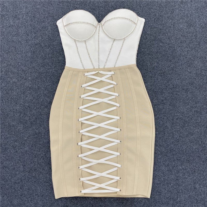 Strapless Lace-Up Corset Mini Dress H4610