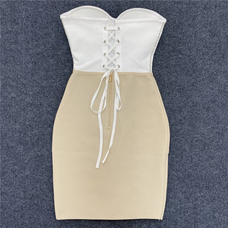 Strapless Lace-Up Corset Mini Dress H4610