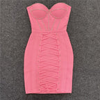 Strapless Lace-Up Corset Mini Dress H4610