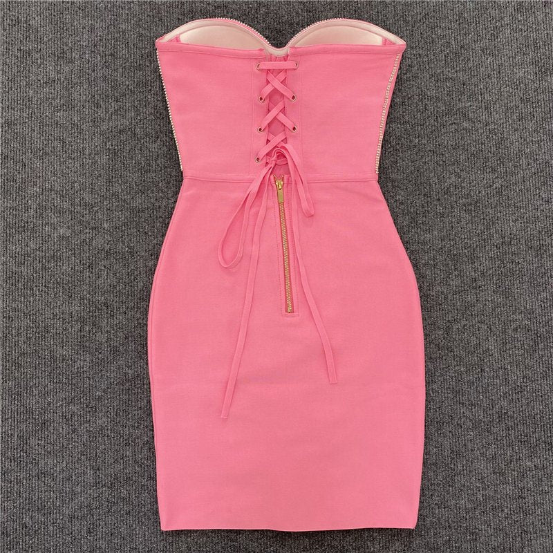 Strapless Lace-Up Corset Mini Dress H4610