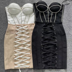 Strapless Lace-Up Corset Mini Dress H4610