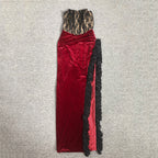 Strapless Lace Velvet Maxi Dress H6400
