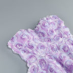 Strapless Lavender Rose Applique Dress H6411